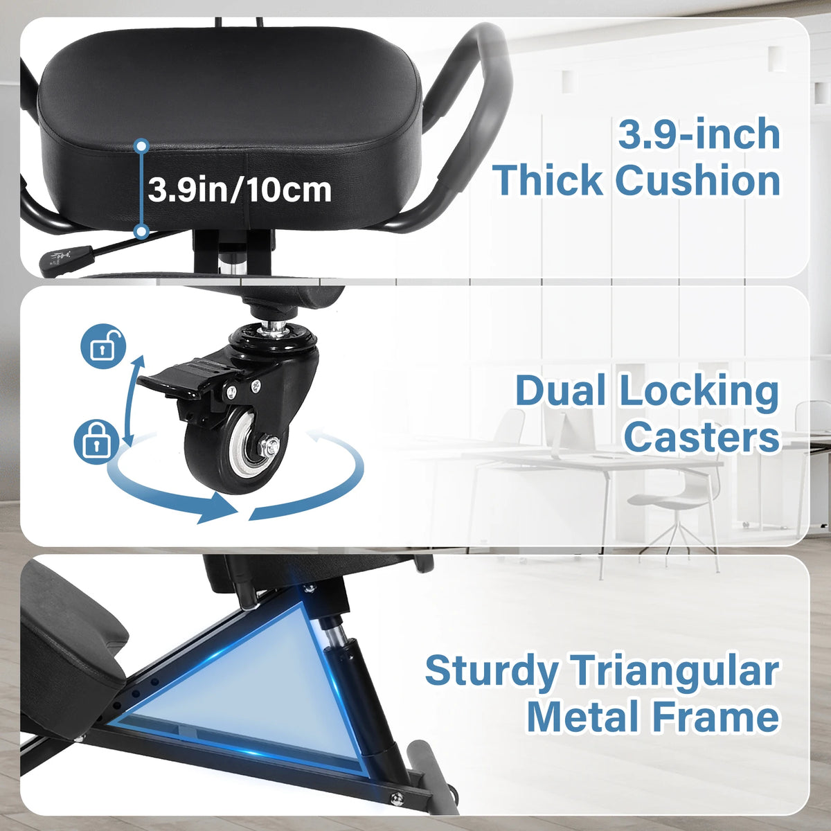 Kneeling Chair with Back Support, Height Adjustable Kneeling Chair for Men, Women, Children