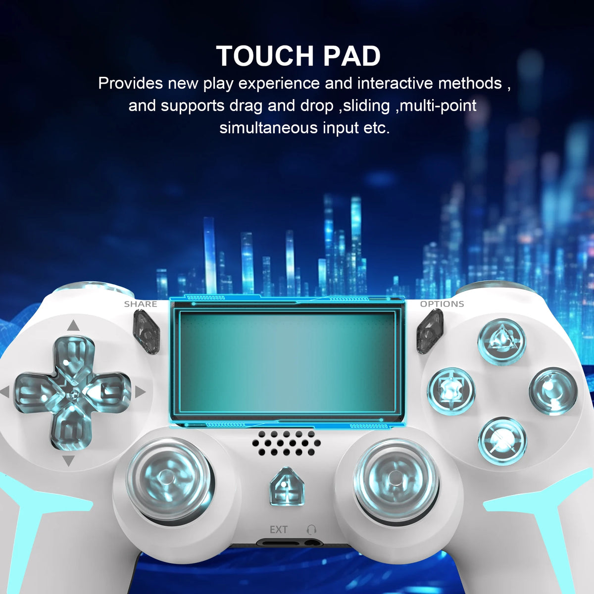 GAMINJA Wireless Game Controller For PS4 PS3 Console Computer PC RGB Light LED Bluetooth Gamepad 6-axis Gyroscope Dual Vibration