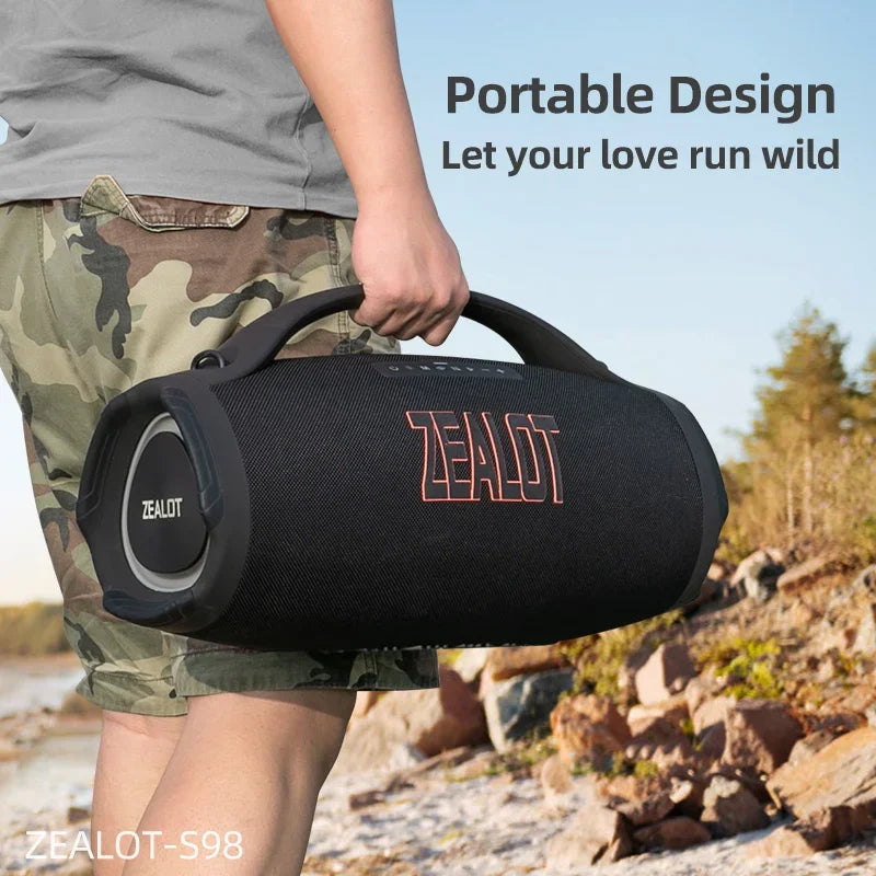 US-ZEALOT-S98 Portable Bluetooth Speaker 160W High Volume Waterproof 36000mAh Wireless TWS Subwoofer Support USB/TF/AUX RGB Light