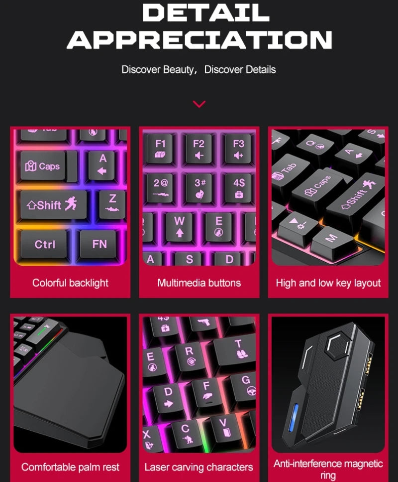 Kit Mobilador Gamer Kit Gaming Keyboard Mouse Mobile Games Converter 5 In 1 Combo One Hand Keyboard Converter Mobile Games TF900