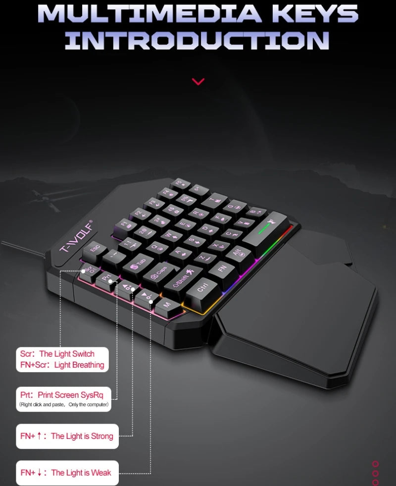Kit Mobilador Gamer Kit Gaming Keyboard Mouse Mobile Games Converter 5 In 1 Combo One Hand Keyboard Converter Mobile Games TF900