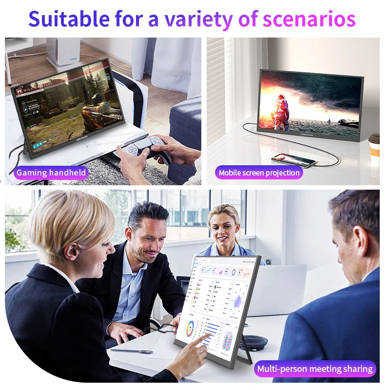 Sibolan 21.5 inch Portable Monitor IPS 1080P 100Hz USB-C HDMI Built-in Stand Laptop Display Extender For Mac Win XBOX PS5 Gaming