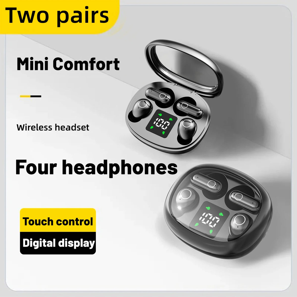 INSONIXN 2in1 Wireless Bluetooth Earbuds, Mini Invisible Sleep Earphones, Sports Noise Cancelling Ear buds Comfortable To Wear, Low Bass Sound Effect HIFI Music, For Leisure, Office, And Classroom, Long Battery Life, Suitable