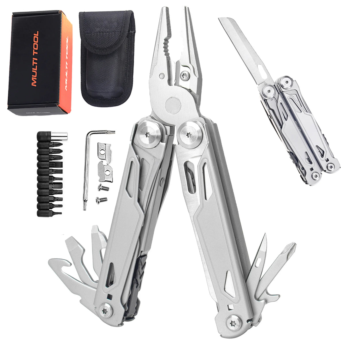 17 In 1 Mini Folding EDC Multitool Screwdriver Pliers File Ruler Foldable Plier Multi Functional Tool Outdoor Hand Tool Set
