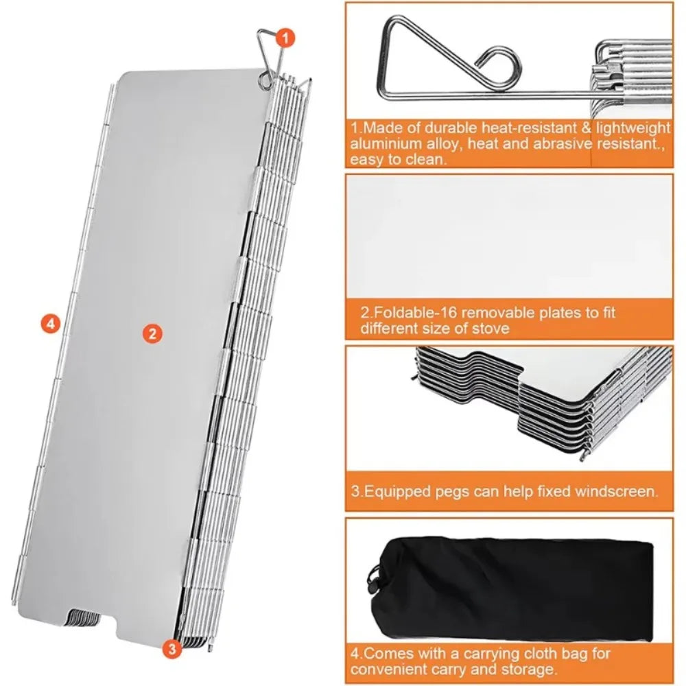 1PCS Outdoor card stove, windproof board, gas stove, stove, folding windproof board, camping equipment, supplies