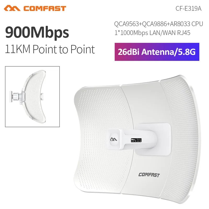 Comfast 5-11KM 5GHz Outdoor Access Point Wireless Bridge Long Distance WiFi CPE Router Wifi Signal Amplifier Antenna Extender AP