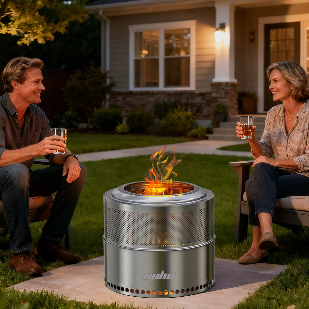Wood Burning Firepit,Large Stainless Steel Smokeless Fire Pit with Carry Bag,Outdoor Camping Firewood Burner Stove