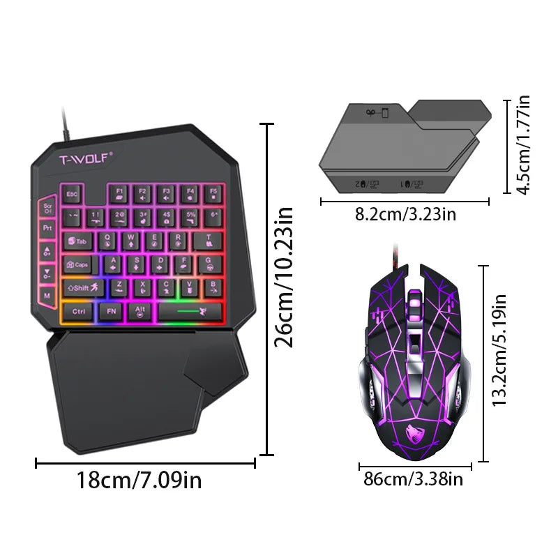 Kit Mobilador Gamer Kit Gaming Keyboard Mouse Mobile Games Converter 5 In 1 Combo One Hand Keyboard Converter Mobile Games TF900