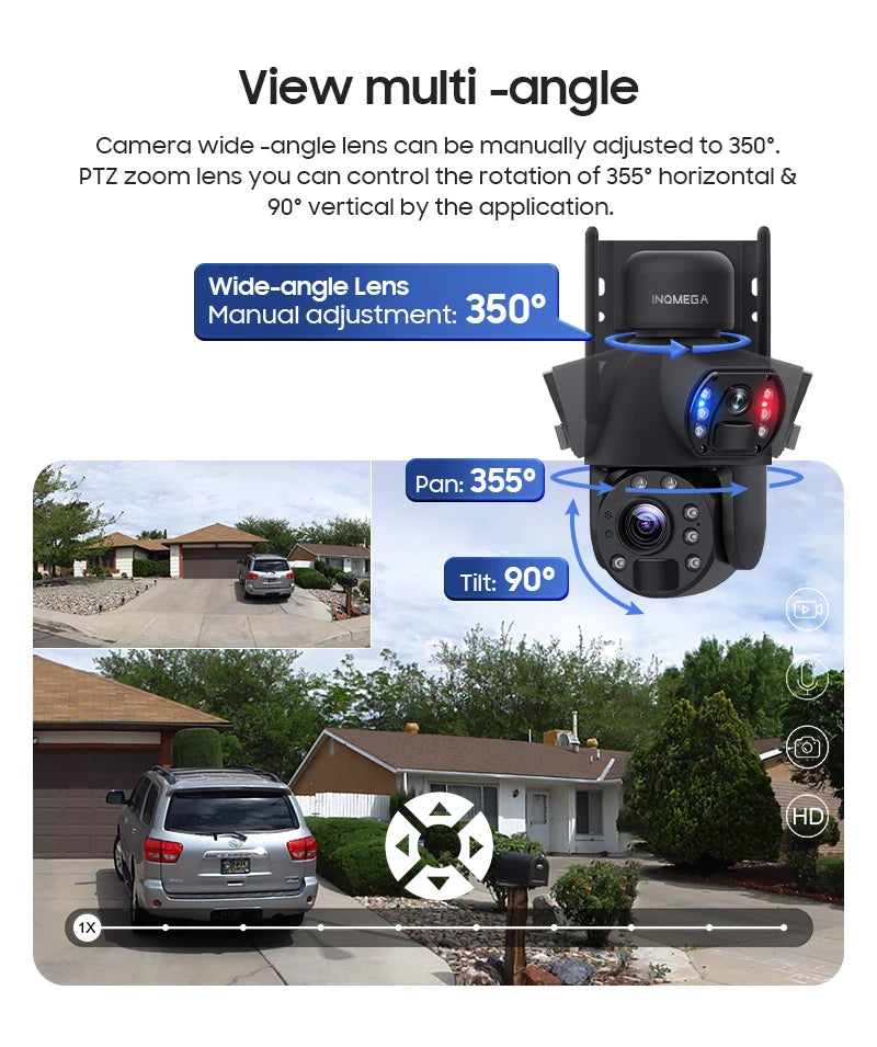 INQMEGA 30W 4G SIM Solar Panel Camera 12MP 50X ZOOM Solar Cameras 28000mAh Battery Camera Outdoor Dual Lens RecordingHumanoid ﻿