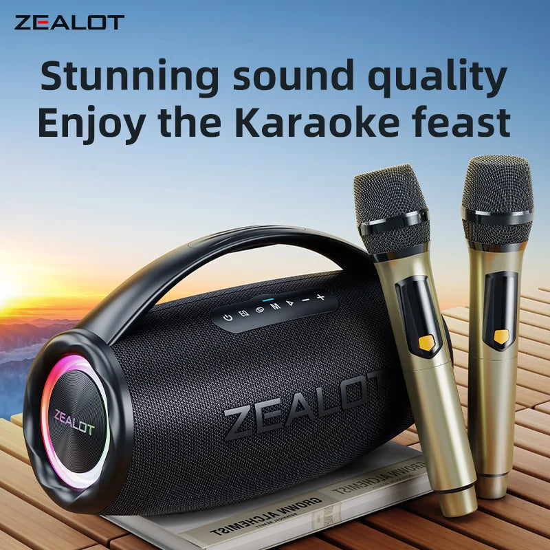 Zealot-S97 Mic Bluetooth Speaker with Wireless Microphone, Portable Loud Party Bluetooth Speaker Full Range Drivers/Deep Bass