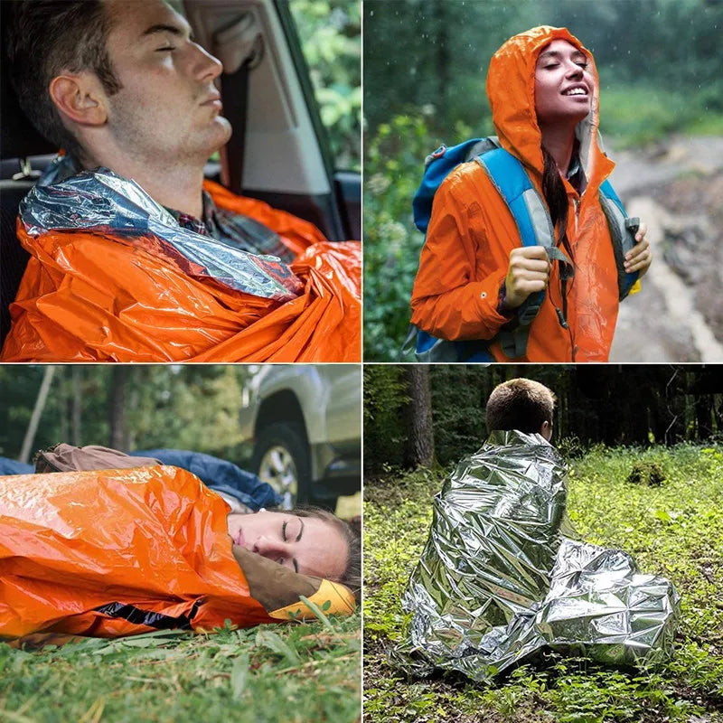 1-3PCS Emergency Blanket Outdoor Survival First Aid Kit Windproof Insulation Lifesaving PET Foil Thermal Military Rescue Blanket