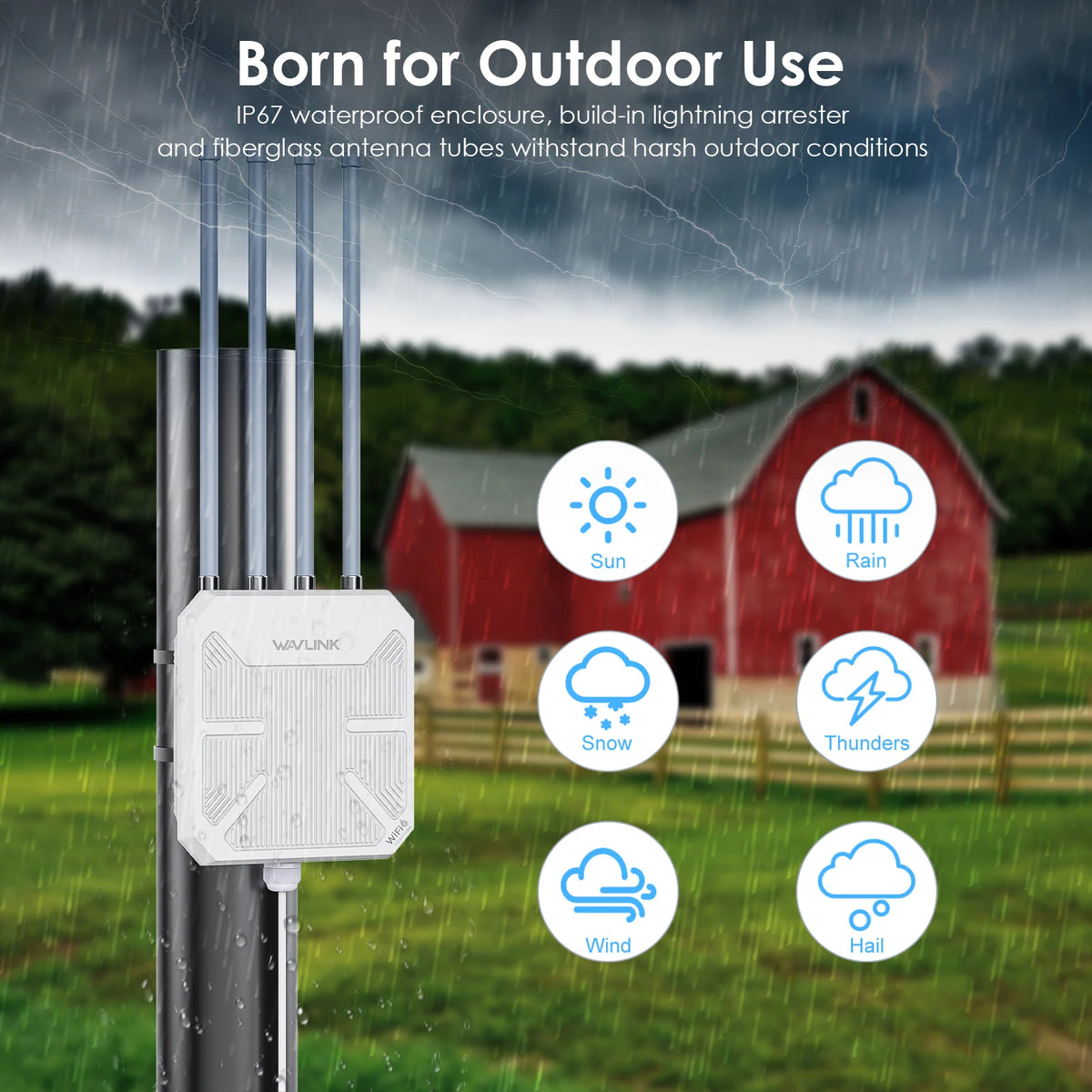 WAVLINK AX3000 Outdoor Wifi Router IP67 Weatherproof WIFI 6 Long Range Signal Extender 2.4G 5G Dual Dand Wireless Wifi Repeater