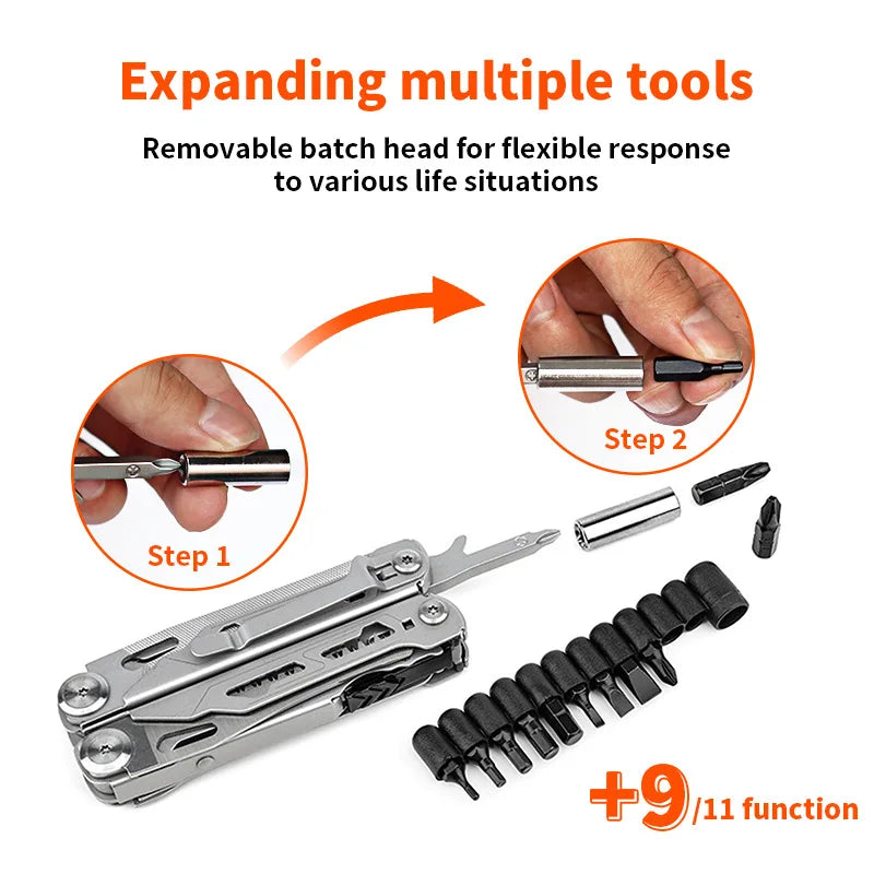 17 In 1 Mini Folding EDC Multitool Screwdriver Pliers File Ruler Foldable Plier Multi Functional Tool Outdoor Hand Tool Set