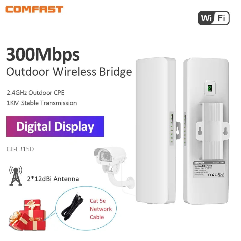 Comfast Outdoor Access Point 900Mbps Long Range Extender CPE 5GHz Wireless Bridge Transmission 5-11KM AP WISP IP65 Waterproof