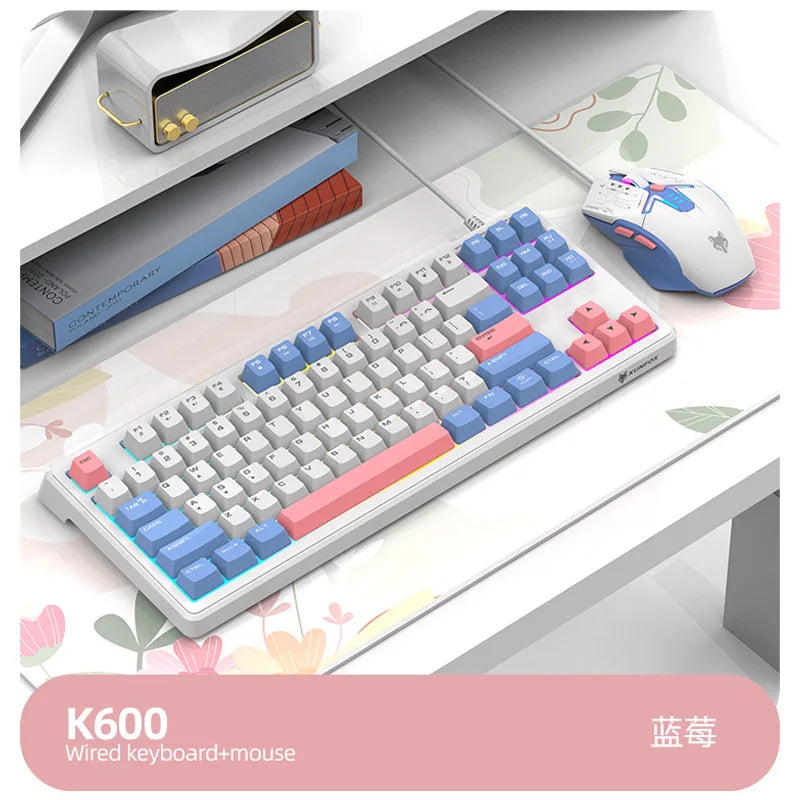Keyboard Mouse Spanish Russian Arabic Korean Keyboard 80% Layout USB Wired 87 Keys Rainbow Lighting Ergonomics Design K60 Gaming