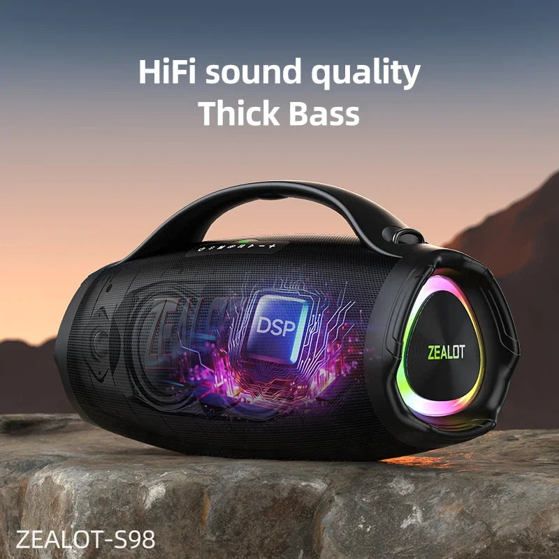 US-ZEALOT-S98 Portable Bluetooth Speaker 160W High Volume Waterproof 36000mAh Wireless TWS Subwoofer Support USB/TF/AUX RGB Light