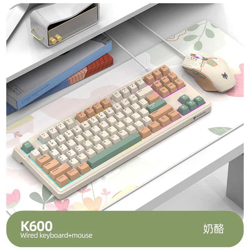 Keyboard Mouse Spanish Russian Arabic Korean Keyboard 80% Layout USB Wired 87 Keys Rainbow Lighting Ergonomics Design K60 Gaming