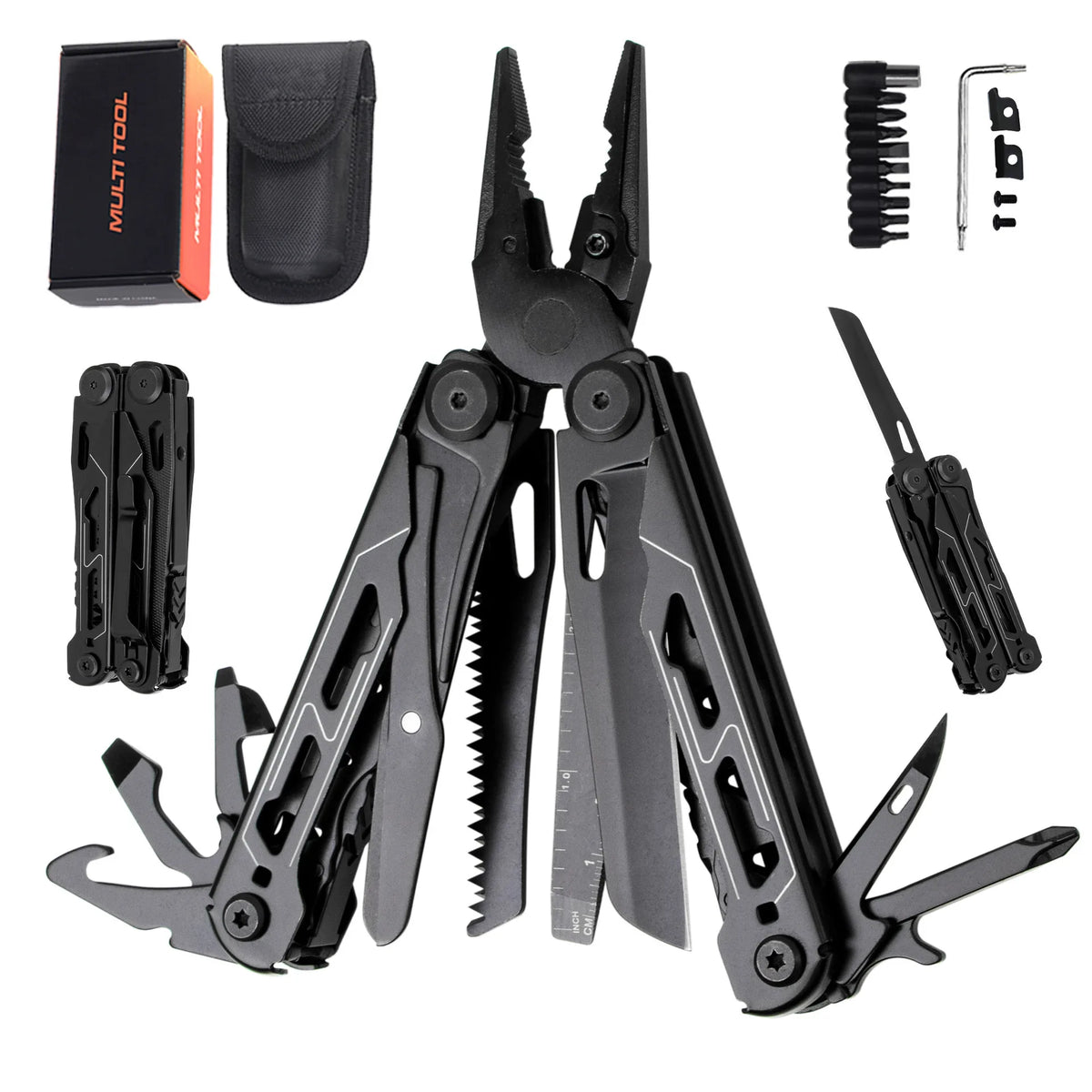 17 In 1 Mini Folding EDC Multitool Screwdriver Pliers File Ruler Foldable Plier Multi Functional Tool Outdoor Hand Tool Set