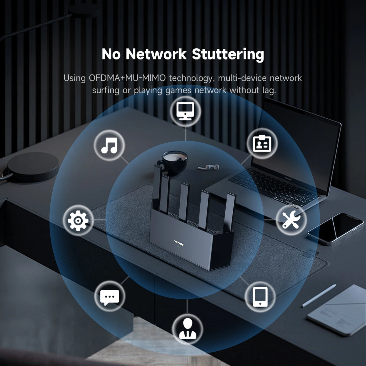 Tenda RX12L Pro AX3000 WiFi 6 Router Dual Band Gigabit Wireless Router 2976Mbps Mesh Router 1.3GHz Dual Core CPU 5 Antennas
