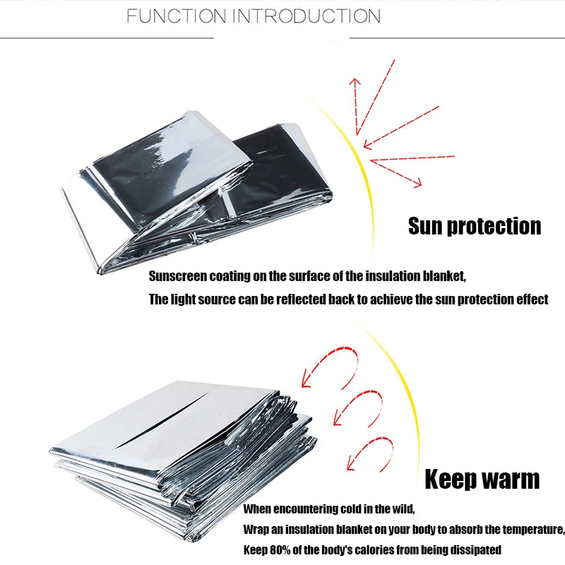 1-3PCS Emergency Blanket Outdoor Survival First Aid Kit Windproof Insulation Lifesaving PET Foil Thermal Military Rescue Blanket