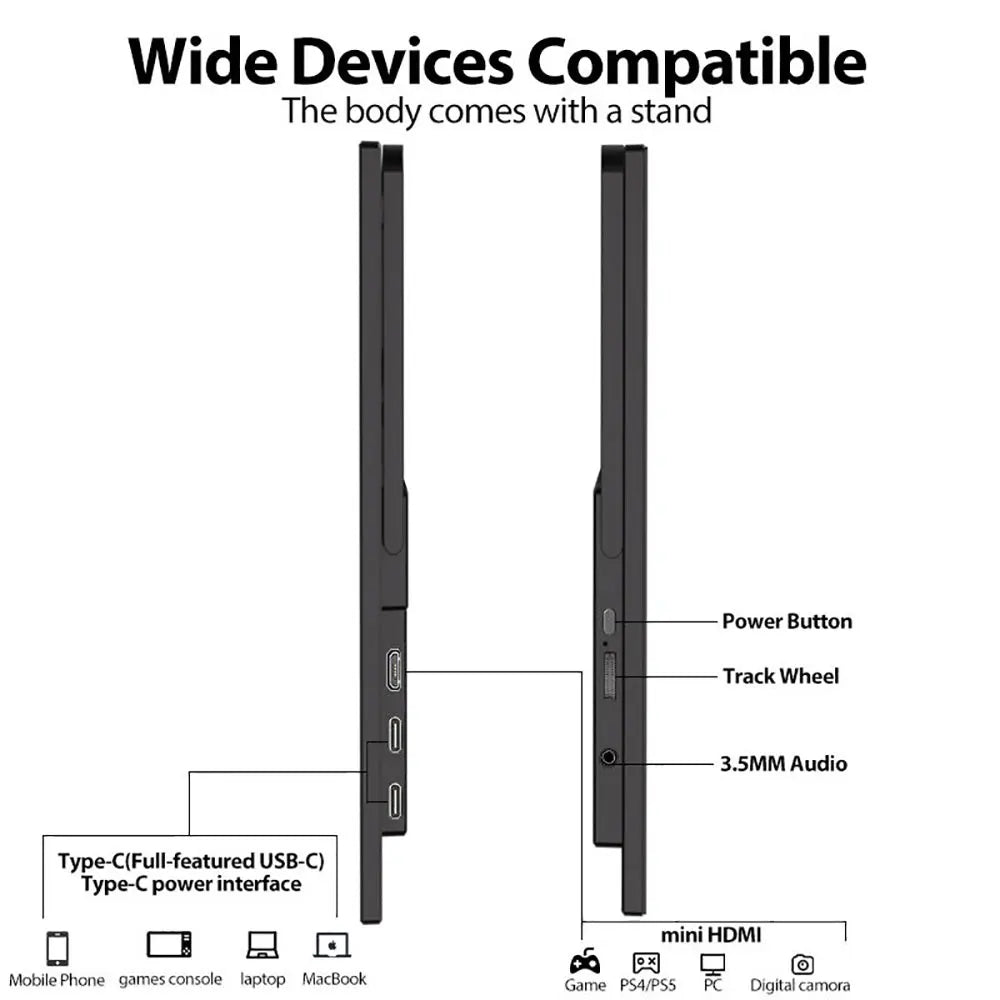 Sibolan 21.5 inch Portable Monitor IPS 1080P 100Hz USB-C HDMI Built-in Stand Laptop Display Extender For Mac Win XBOX PS5 Gaming