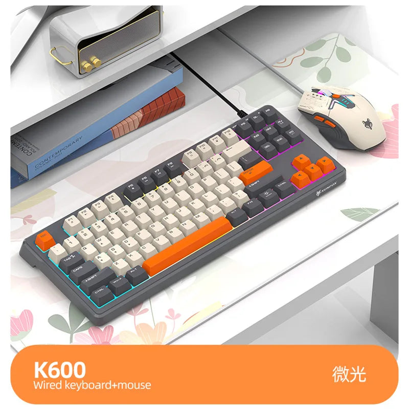 Keyboard Mouse Spanish Russian Arabic Korean Keyboard 80% Layout USB Wired 87 Keys Rainbow Lighting Ergonomics Design K60 Gaming