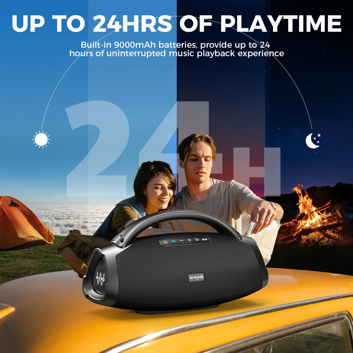 W-KING D20 Portable Bluetooth Speakers,200W RMS Massive Bass Party Boombox IPX7 Waterproof Speaker Large, Loud Outdoor Speaker