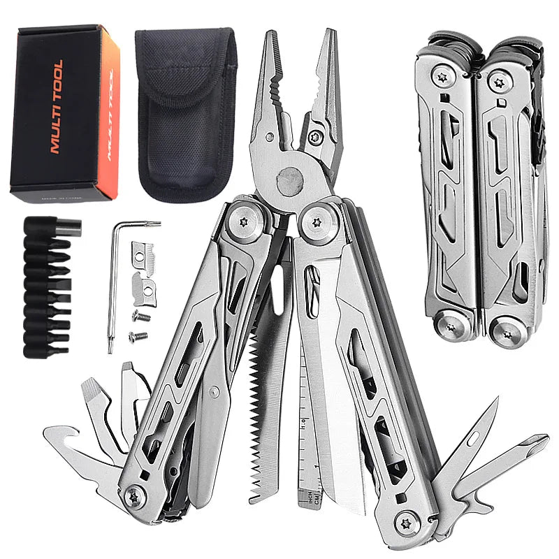 17 In 1 Mini Folding EDC Multitool Screwdriver Pliers File Ruler Foldable Plier Multi Functional Tool Outdoor Hand Tool Set
