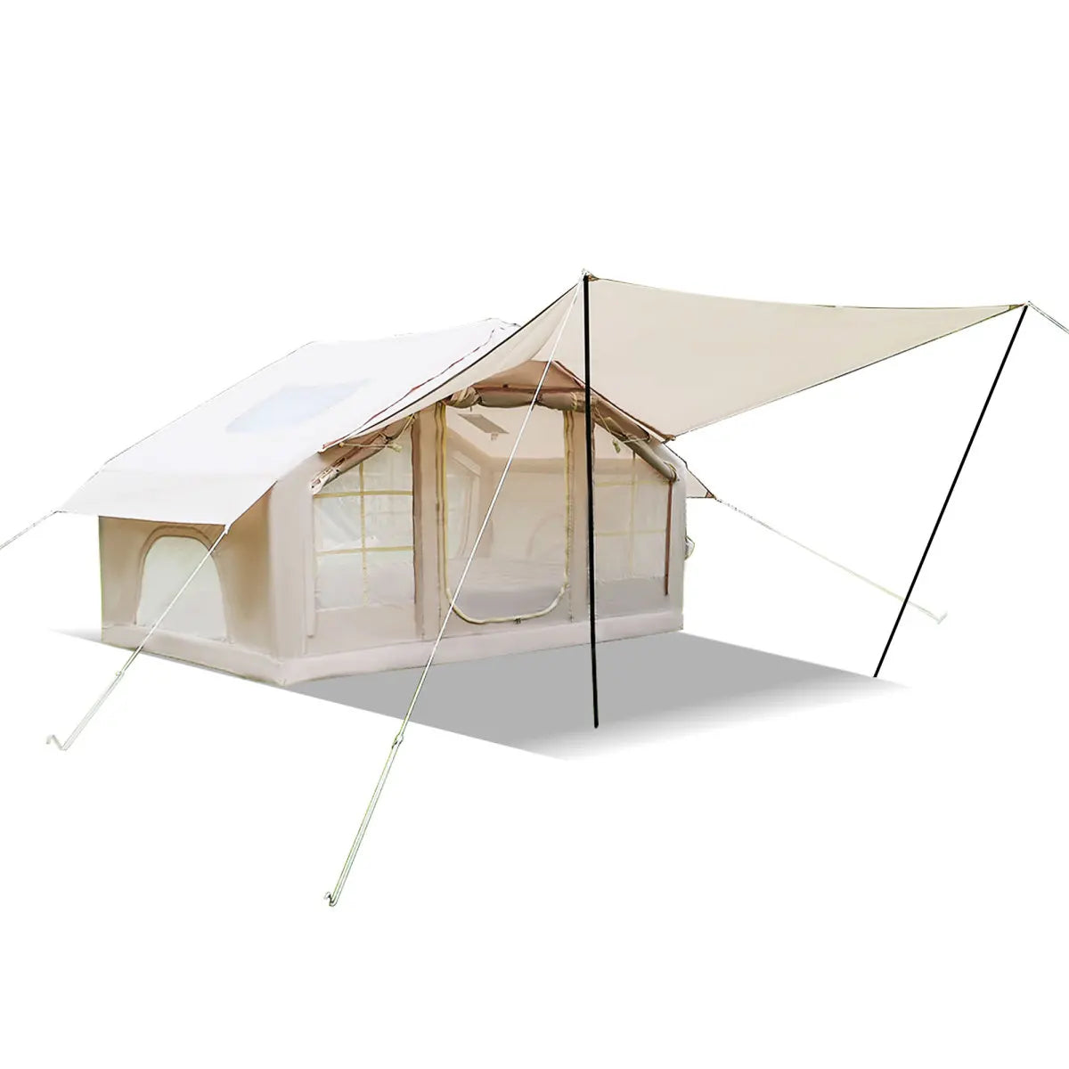 6.3m ² Inflatable Camping Tent with canopy , 4 Season Waterproof Windproof, Clear Skylight & 420D Oxford Waterproof, Air Tent with Mesh Windows/Doors   WL