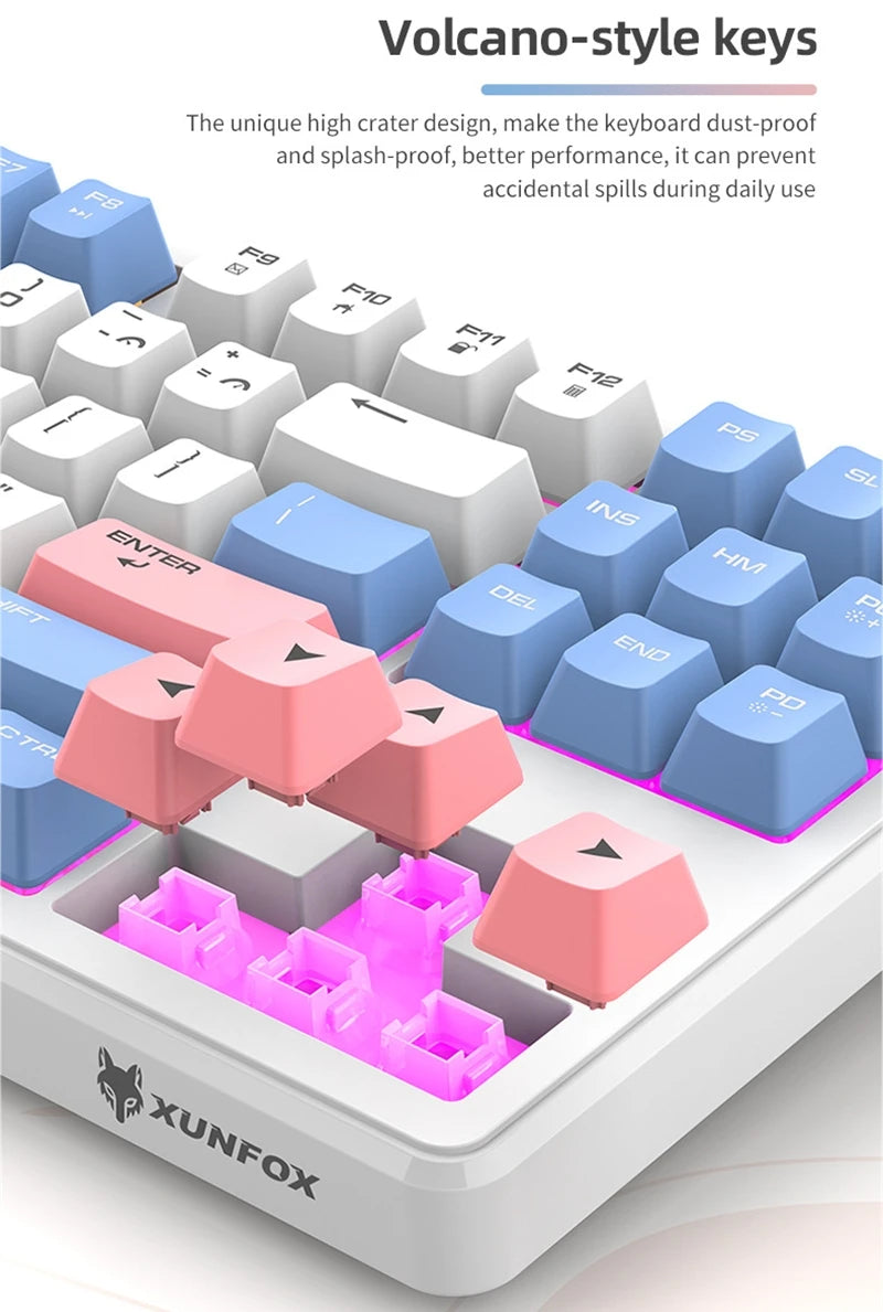 Keyboard Mouse Spanish Russian Arabic Korean Keyboard 80% Layout USB Wired 87 Keys Rainbow Lighting Ergonomics Design K60 Gaming