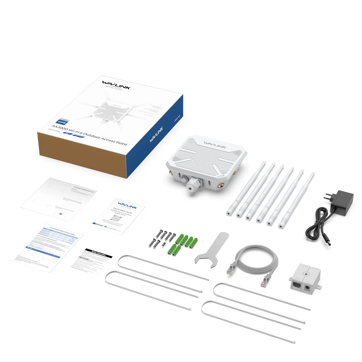 WAVLINK WiFi6 AX3000 Outdoor Access Point Router Dual Band 2.4G+5G High Power Outdoor WiFi Extender 6x7dBi High-gain Antennas