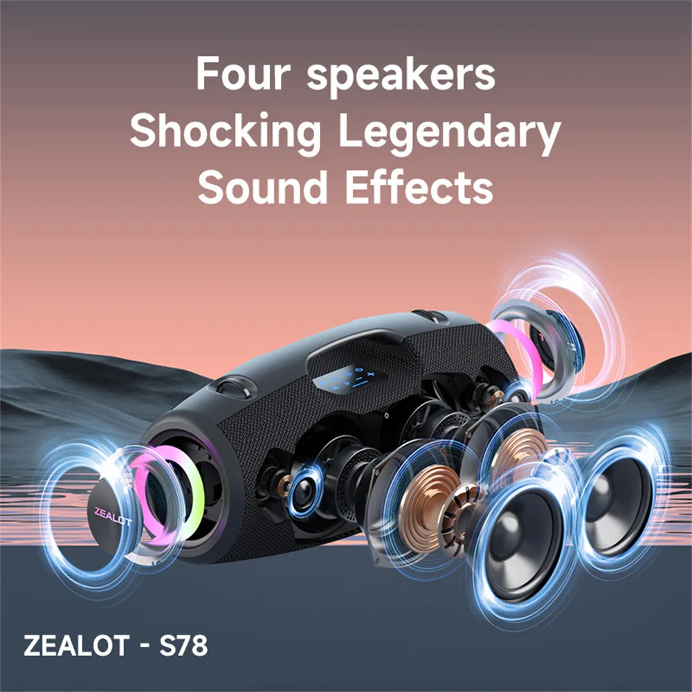 Zealot-S78 120W Bluetooth Speaker Output Power Bluetooth Speaker with Excellent Bass Performance HiFi Speaker