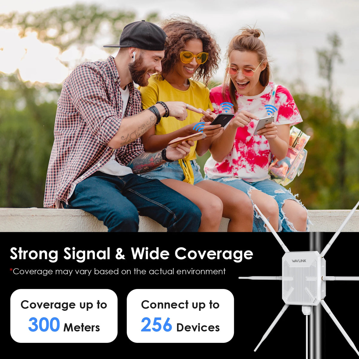 WAVLINK WiFi6 AX3000 Outdoor Access Point Router Dual Band 2.4G+5G High Power Outdoor WiFi Extender 6x7dBi High-gain Antennas