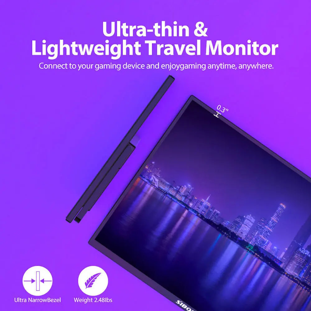 Sibolan 21.5 inch Portable Monitor IPS 1080P 100Hz USB-C HDMI Built-in Stand Laptop Display Extender For Mac Win XBOX PS5 Gaming