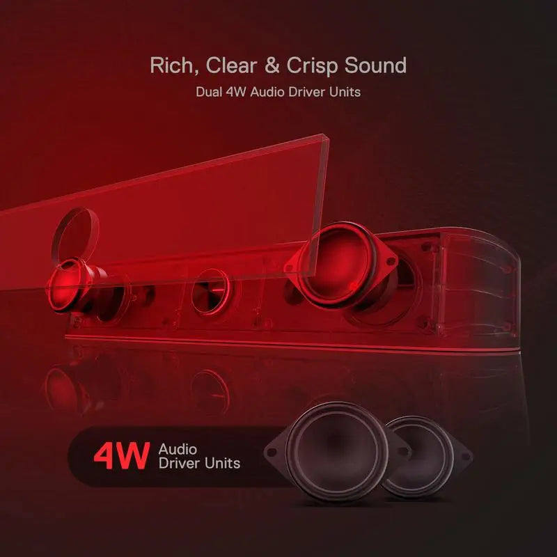 Redragon GS560 Adiemus RGB USB Desktop Soundbar, 2.0 Channel Computer Speaker with Dynamic Lighting Bar Audio-Light Sync/Display
